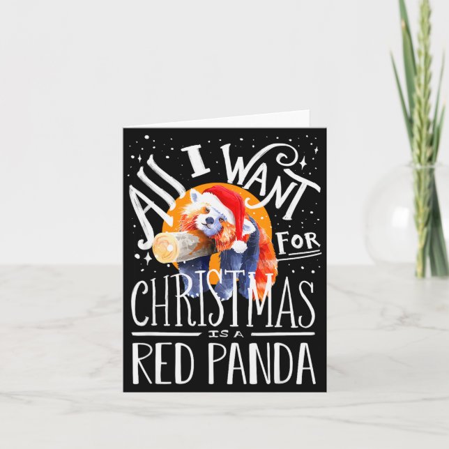 Red Panda Christmas Santa Hat Xmas Red Panda Lover Card (Front)
