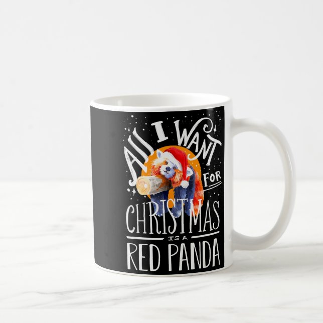 Red Panda Christmas Santa Hat Xmas Red Panda Lover Coffee Mug (Right)