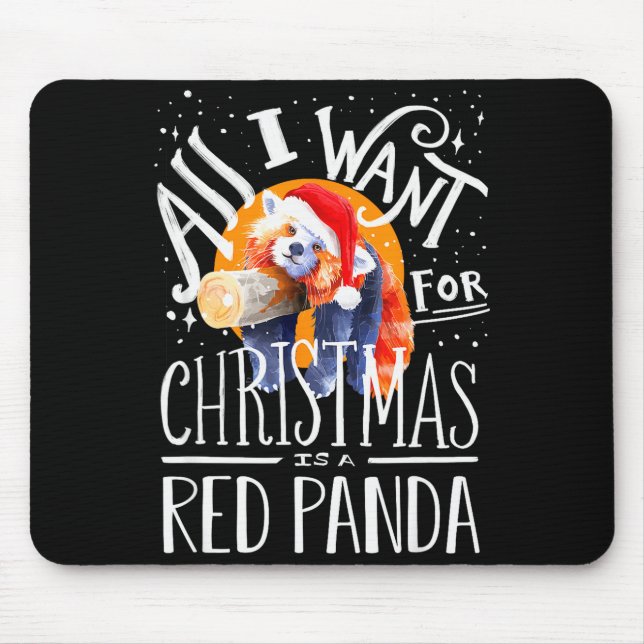 Red Panda Christmas Santa Hat Xmas Red Panda Lover Mouse Pad (Front)