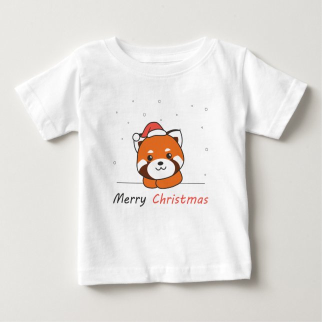 Red Panda Christmas Snow Winter Animals Pandas Baby T-Shirt (Front)