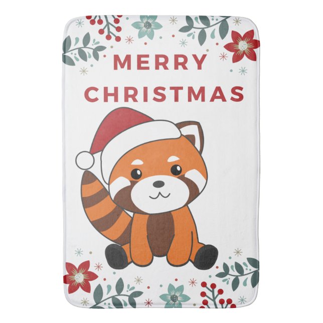 Red Panda Christmas Snow Winter Animals Pandas Bat Bath Mat (Front Vertical)