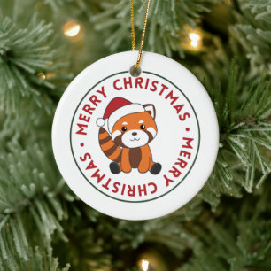 Red Panda Christmas Snow Winter Animals Pandas Cer Ceramic Ornament