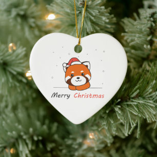 Red Panda Christmas Snow Winter Animals Pandas Ceramic Ornament