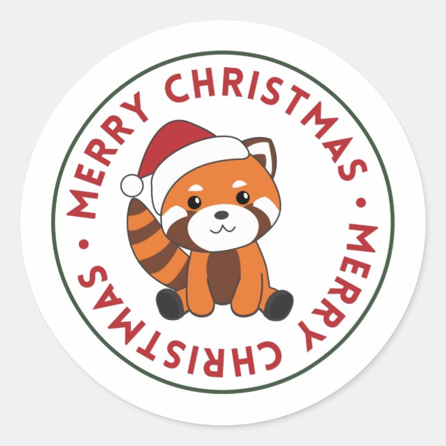 Red Panda Christmas Snow Winter Animals Pandas Cla Classic Round Sticker (Front)