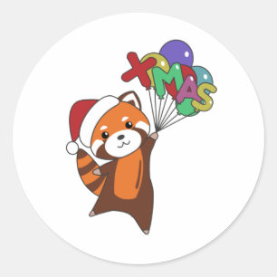 Red Panda Christmas Snow Winter Animals Pandas Classic Round Sticker
