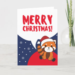 Red Panda Christmas Snow Winter Animals Pandas Hol Holiday Card