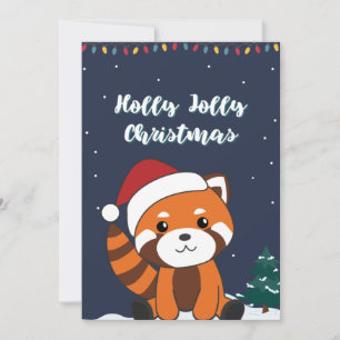Red Panda Christmas Snow Winter Animals Pandas Hol Holiday Card
