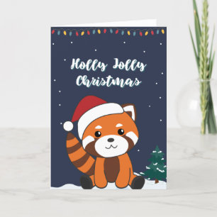 Red Panda Christmas Snow Winter Animals Pandas Hol Holiday Card