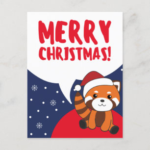 Red Panda Christmas Snow Winter Animals Pandas Hol Holiday Postcard