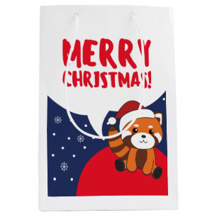 Red Panda Christmas Snow Winter Animals Pandas Medium Gift Bag