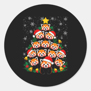 Red Panda Christmas Tree Funny Animal  Classic Round Sticker