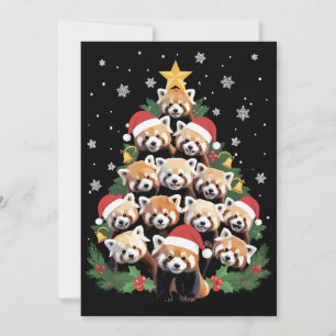 Red Panda Christmas Tree Funny Animal  Holiday Card