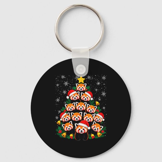 Red Panda Christmas Tree Funny Animal  Key Ring (Front)