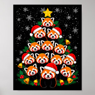 Red Panda Christmas Tree Funny Animal  Poster