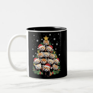Red Panda Christmas Tree Funny Animal Two-Tone Coffee Mug