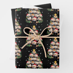 Red Panda Christmas Tree Funny Animal  Wrapping Paper Sheet