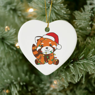 Red Panda Christmas Winter Animals Red Pandas Ceramic Ornament
