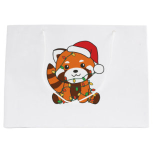 Red Panda Christmas Winter Animals Red Pandas Large Gift Bag