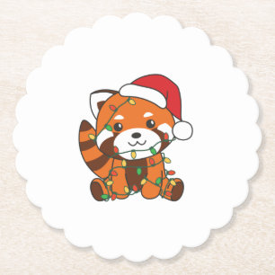 Red Panda Christmas Winter Animals Red Pandas Paper Coaster