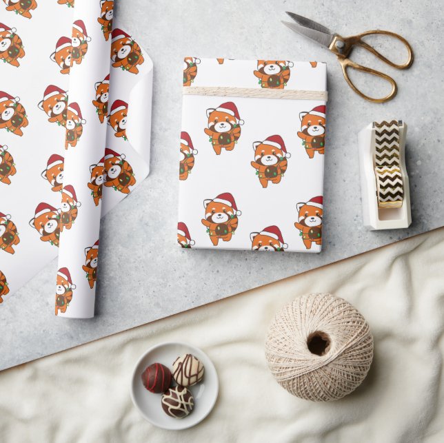 Red Panda Christmas Winter Animals Red Pandas Wrap Wrapping Paper (Crafts)