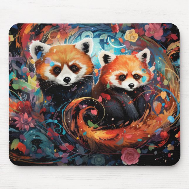 Red Panda Colourful Animal Enchanting  Mouse Pad (Front)