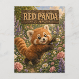 Red Panda Cute Baby Storybook Nursery Animal Postcard