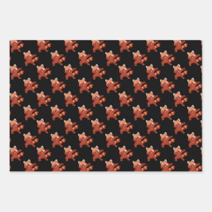Red Panda Dabbing Wrapping Paper Sheet