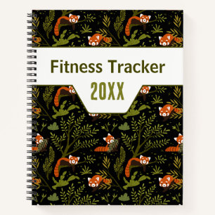 Red Panda Dark Jungle Fitness Tracker Notebook