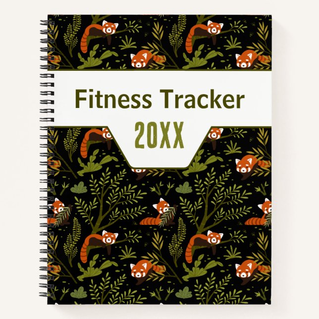Red Panda Dark Jungle Fitness Tracker Notebook (Front)