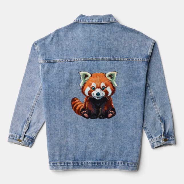 Red panda denim jacket (Back)