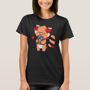 Red Panda Drinking Boba Tea Red Pandas Graphic T-Shirt