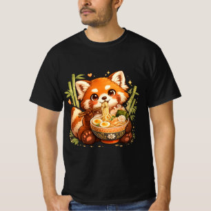 Red Panda Eating Ramen – Cute Cosy Noodle Lover T-Shirt