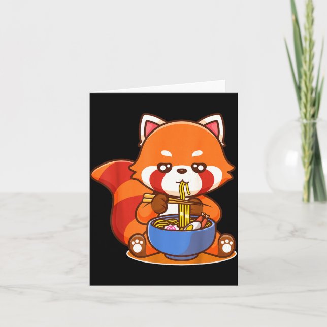 Red Panda Eating Ramen Japanese Soup Zoo Animal Zo Card (Front)