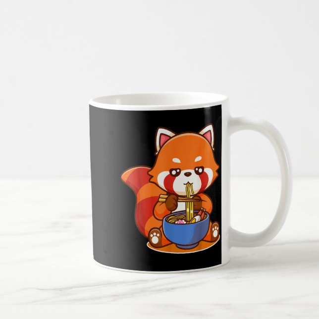 Red Panda Eating Ramen Japanese Soup Zoo Animal Zo Coffee Mug (Right)