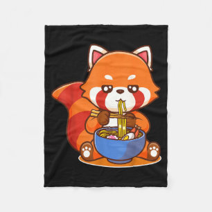 Red Panda Eating Ramen Japanese Soup Zoo Animal Zo Fleece Blanket