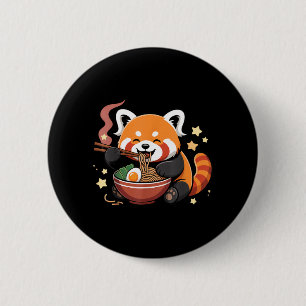 Red Panda Eating Ramen Noodles 6 Cm Round Badge
