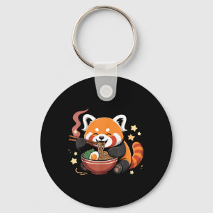 Red Panda Eating Ramen Noodles Key Ring