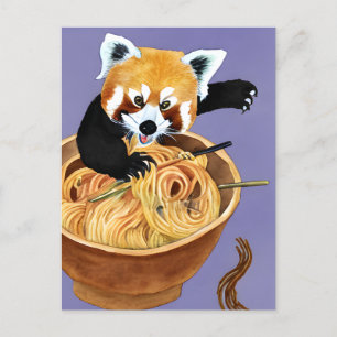 Red Panda Eating Spaghetti Postcard