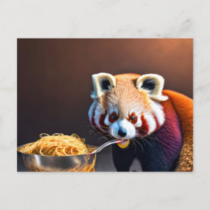 Red Panda Eating Spaghetti Postcard