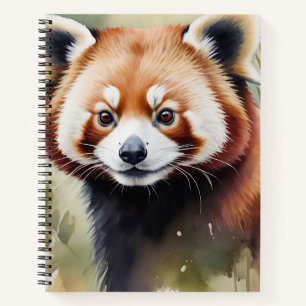 Red Panda Face in a Delicate Watercolor Notebook