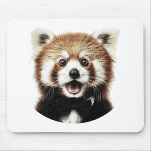 Red panda face mouse pad