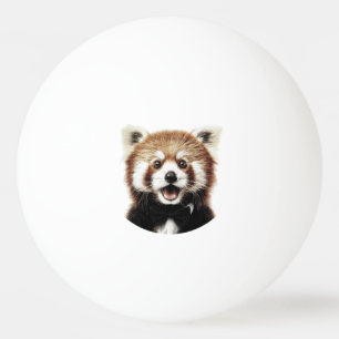 Red panda face ping pong ball