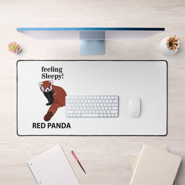 Red Panda Feeling Sleepy Funny Red Panda Desk Mat (Office 1)