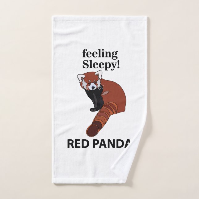 Red Panda Feeling Sleepy Funny Red Panda Hand Towel (Hand Towel)