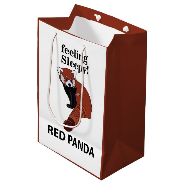 Red Panda Feeling Sleepy Funny Red Panda Medium Gift Bag (Front Angled)