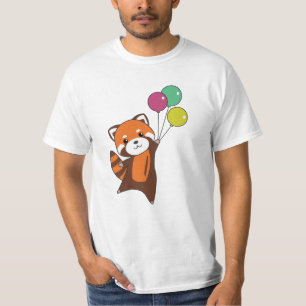 Red Panda Flies Balloons Cute Animals For Kids T-Shirt