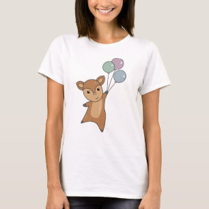 Red Panda Flies Balloons Cute Animals For Kids T-Shirt