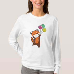 Red Panda Flies Balloons Cute Animals For Kids T-Shirt