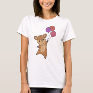 Red Panda Flies Balloons Cute Animals For Kids T-Shirt