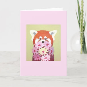Red Panda Flowers Greeting Card